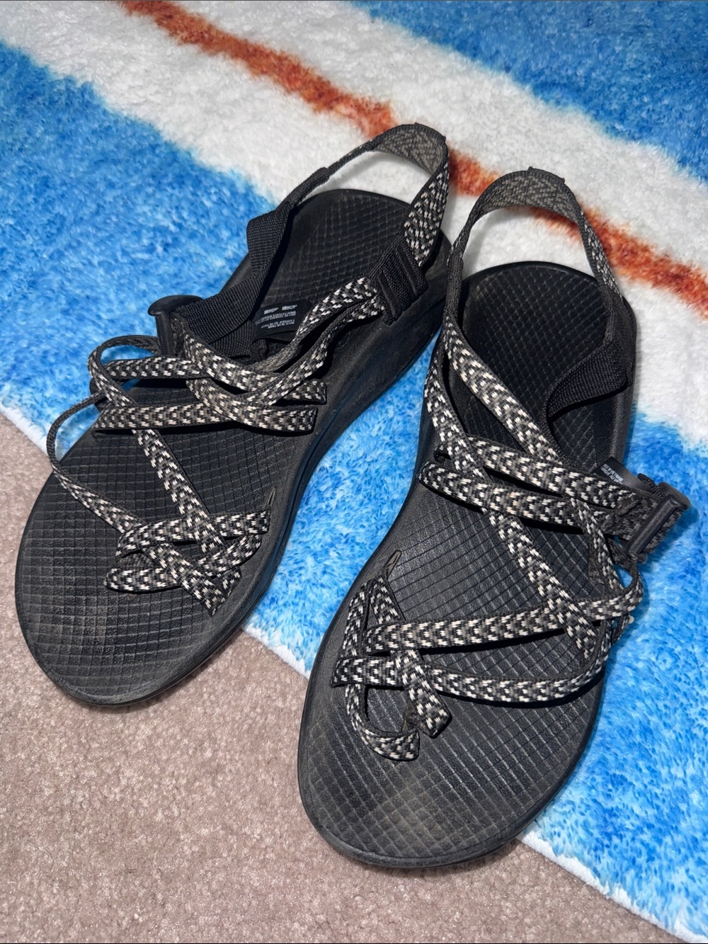 Chaco Women's Black & White Woven Strap Sport Sandal - Picture 2 of 5